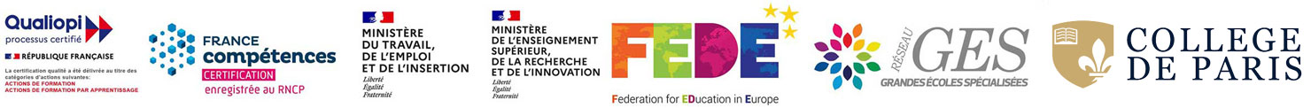 logo des titres professionnelles enseignées à l'école ESCG PARIS